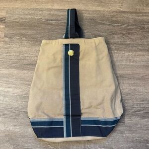 STATE Stylish Tan Blue Zipper Tote Bag